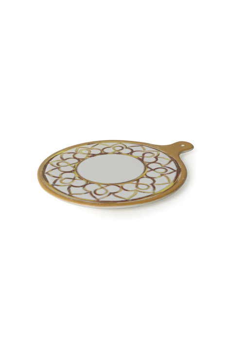 Hermia Plato de Presentación de Comida Blanco y Dorado 26 cm